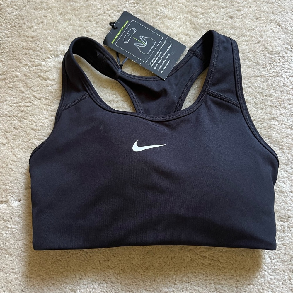 Nike Black Sports Bra with White Logo